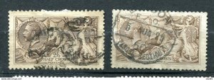 Great Britain 1913 seahorse Sc 173 & 173a Used  11419