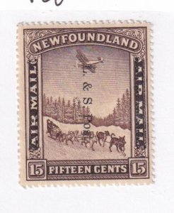 NEWFOUNDLAND # 211 VF-MLH 15cts DOG SLED AND PLANE WITH O/PRINTS ITS COLD THERE