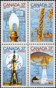 Canada #1209a, Complete Set, Block of 4, 1988, Never Hinged