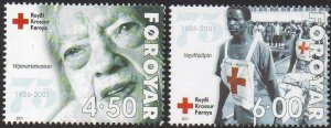 Faroe Islands 2001 #393-4 MNH. Red Cross