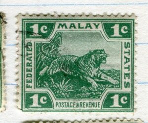 MALAYA STRAITS SETTLEMENTS;  FED STATES 1904 Tiger issue used 1c. value, Shade