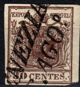 Austria Lombardy-Venetia #5 F-VF Used CV $26.50 (X4260)