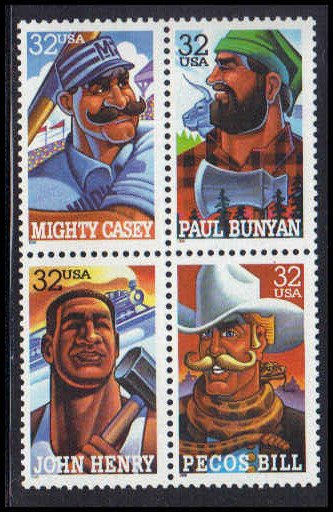 3083-3086 32C Folk Heroes Fine MNH Plt/4 LR P1111 F09224