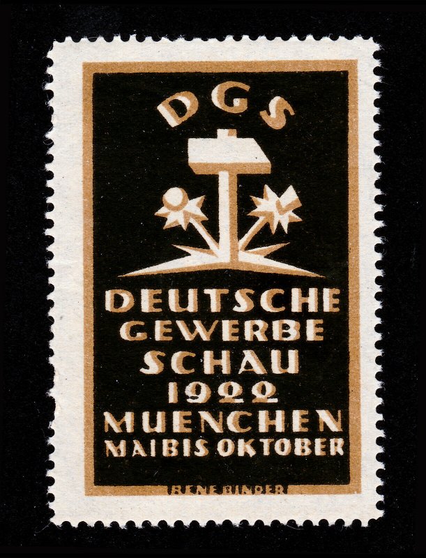 REKLAMEMARKE POSTER STAMP GERMANY DGS DEUTSCHE GEWERBESCHAU 1922 MÜNCHEN