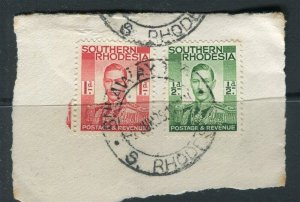 RHODESIA; 1940s early GVI Portrait issue fair POSTMARK PIECE