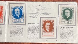 AMOCO 1936 “Stamp Album US Presidents” thru FDR Few missing NOT REAL STAMPS AB
