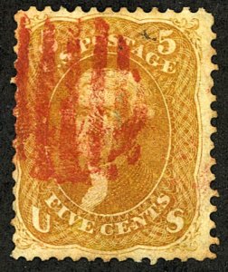 U.S. #67a Used with PSE graded cert GD 30 red cancel diagonal crease