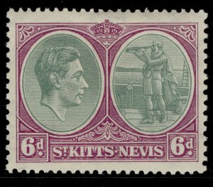 ST KITTS-NEVIS GVI SG74, 6d green & bright purple, M MINT. Cat £13.