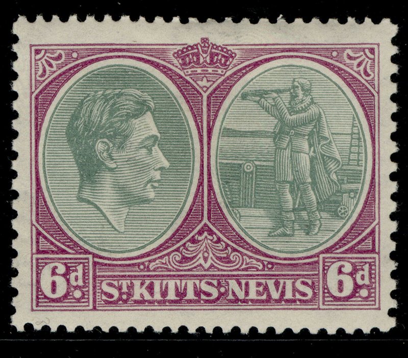 ST KITTS-NEVIS GVI SG74, 6d green & bright purple, M MINT. Cat £13. 