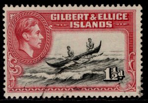 GILBERT AND ELLICE ISLANDS GVI SG45, 1½d brownish black & carmine, FINE USED.