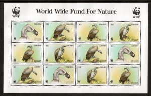 Lesotho 1998 - World Wife Animals Fund - Sheet of 12 Stamps - Scott #1091 - MNH