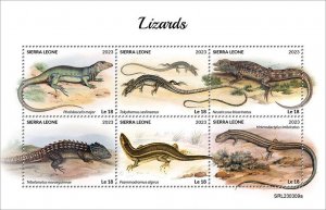 SIERRA LEONE - 2023 - Lizards - Perf 6v Sheet - Mint Never Hinged