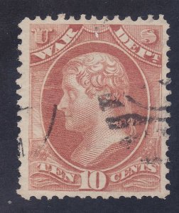 US O88 Used 10¢ Rose WAR DEPT Official Issue 
