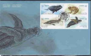 CANADA FDC WHALE, TURTLE, FROG, ESTURGEON AAD8401