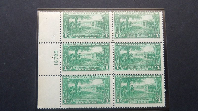 #617 1c Lexington-Concord Plate Block  MNH OG  CV $67 #DS1 Includes New Mount