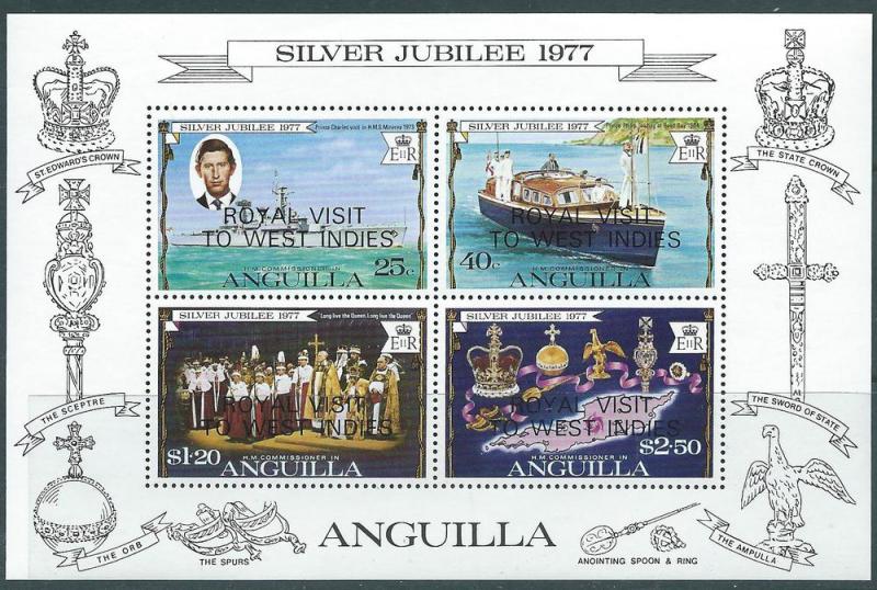 Anguilla #300a Royal Visit Souvenir Sheet of 4 (MNH) CV$1.75