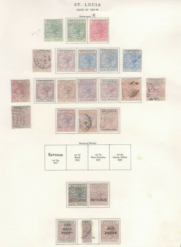 St. Lucia Stamps 1882-98 Approx. CV. $1020 (JH 9/22) GP 