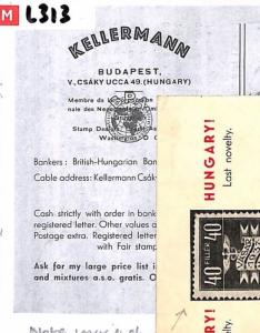 L313 1937 Hungary. Historic-Philatelic. Note: Image of stamp