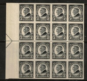 USA #611 Extra Fine Never Hinged Arrow Block Of Sixteen - Natural Gum Crease