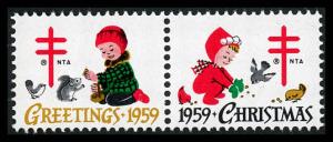 USA WX197 Mint (NH) 1959 Christmas Seal Pair (Perf 13)