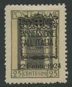 Fiume - Scott 200 - Overprint -1924 - MLH - Single 25c Stamp