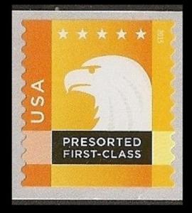 US 5017 Spectrum Eagle presorted first-class 25c yellow coil single MNH 2015