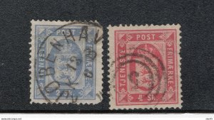 Denmark 1871 Official stamp 2s/4s CV $240 Used 17436