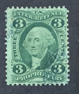 USA REVENUE STAMP 1862-71 3 CENTS PROPRIETARY SCOTT # R18c