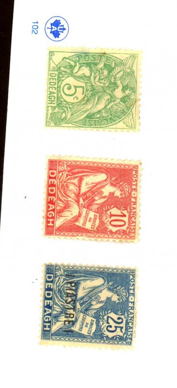 France Office Dedeagh #9-10,15 MINT FVF OG HR Cat$9.25