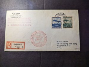 1936 Germany LZ 129 Hindenburg Zeppelin Airmail Cover Stuttgart to NY USA