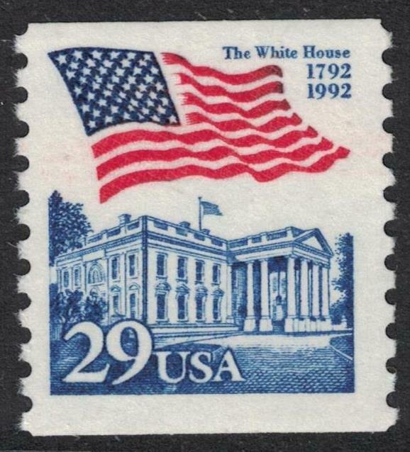 Scott 2609- Flag over White House, Coil- MNH 29c 1992- unused mint stamp