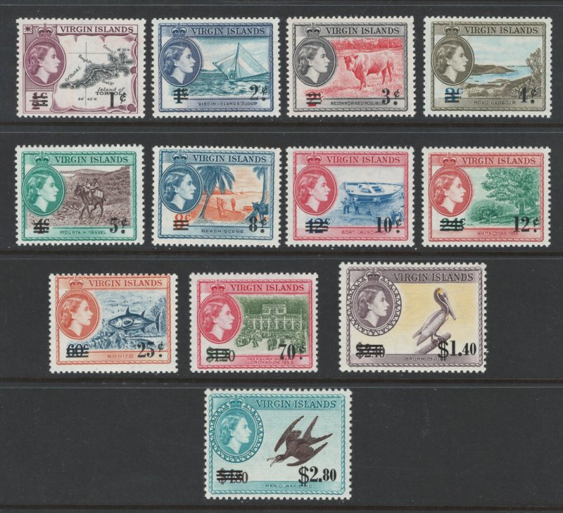 Virgin Islands 1962 Queen Elizabeth II & Scenes Surcharges Scott # 128 -139 MH