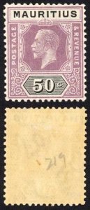 Mauritius SG237 50c Dull purple and Black Die 2 M/M Cat 7.50 pounds