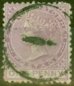 St Christopher 1871 1d Magenta SG2 Fine Used.