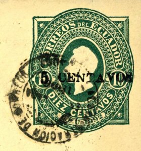 Ecuador 1893, 5c on 10c. Stationery Envelope Cover