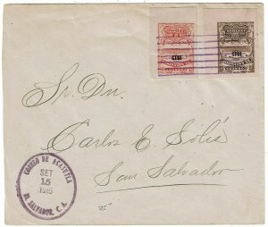 Salvador 1915 Acajutla cancel on cover franked with 1915 imperforate issues