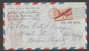 DATE 1947 COVER FAM-18 TO BERLIN GERMANY DURING OCCUPATION W/PASSED SEE INFO