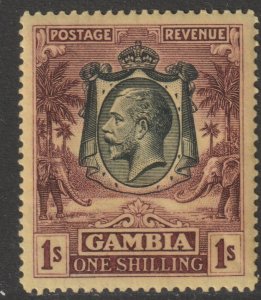 GAMBIA 1922 KG5 Elephant & Palms 1s MCA with INVERTED WATERMARK vfm