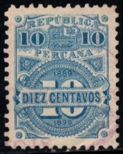 1890 Peru Revenue 10 Centavos General Stamp Duty Used