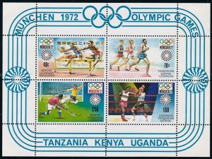 KENYA UGANDA TANZANIA SC#253a 20th Olympic Games, Munich S/S (1972) MNH