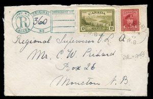 ?DERBY., N.B. Keyhole Registration handstamp 1947 cover Canada