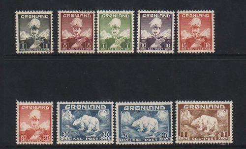 Greenland #1 - #9 VF/NH Set