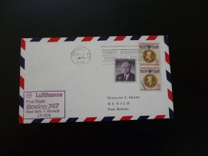 first flight cover New York Munchen Boeing 747 Lufthansa 1970