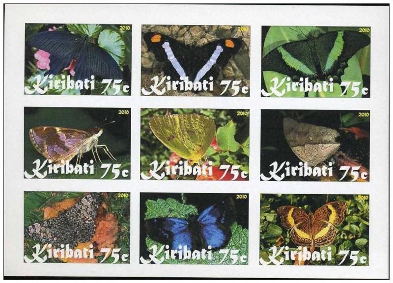 KIRIBATI SHEET IMPERF CINDERELLA BUTTERFLIES INSECTS