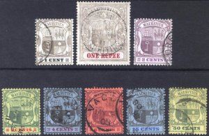 Mauritius 1904 1c-1r Wmk Multi Crown CA Sc 128-136 SG 164-175 VFU Cat $94