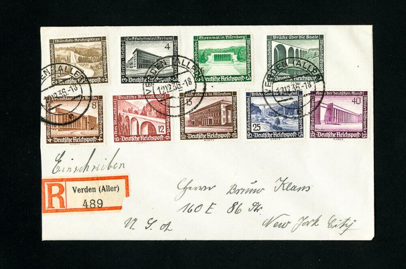 Germany Stamps B93-101 on Registered Cover