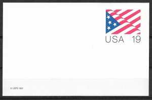 1991 USA UX153 Flag mint Postal card