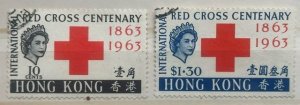 Hong Kong Red Cross Centenary 1963 SG216/17 Fine Used Condition