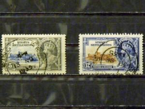 2826   Straits Settlements   Used, VF  # 213, 215            C.V. $ 8.85