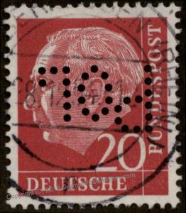 Germany BRD Bundes Heuss Polizei POL Lochung Police Perfin Official Stamp  60952